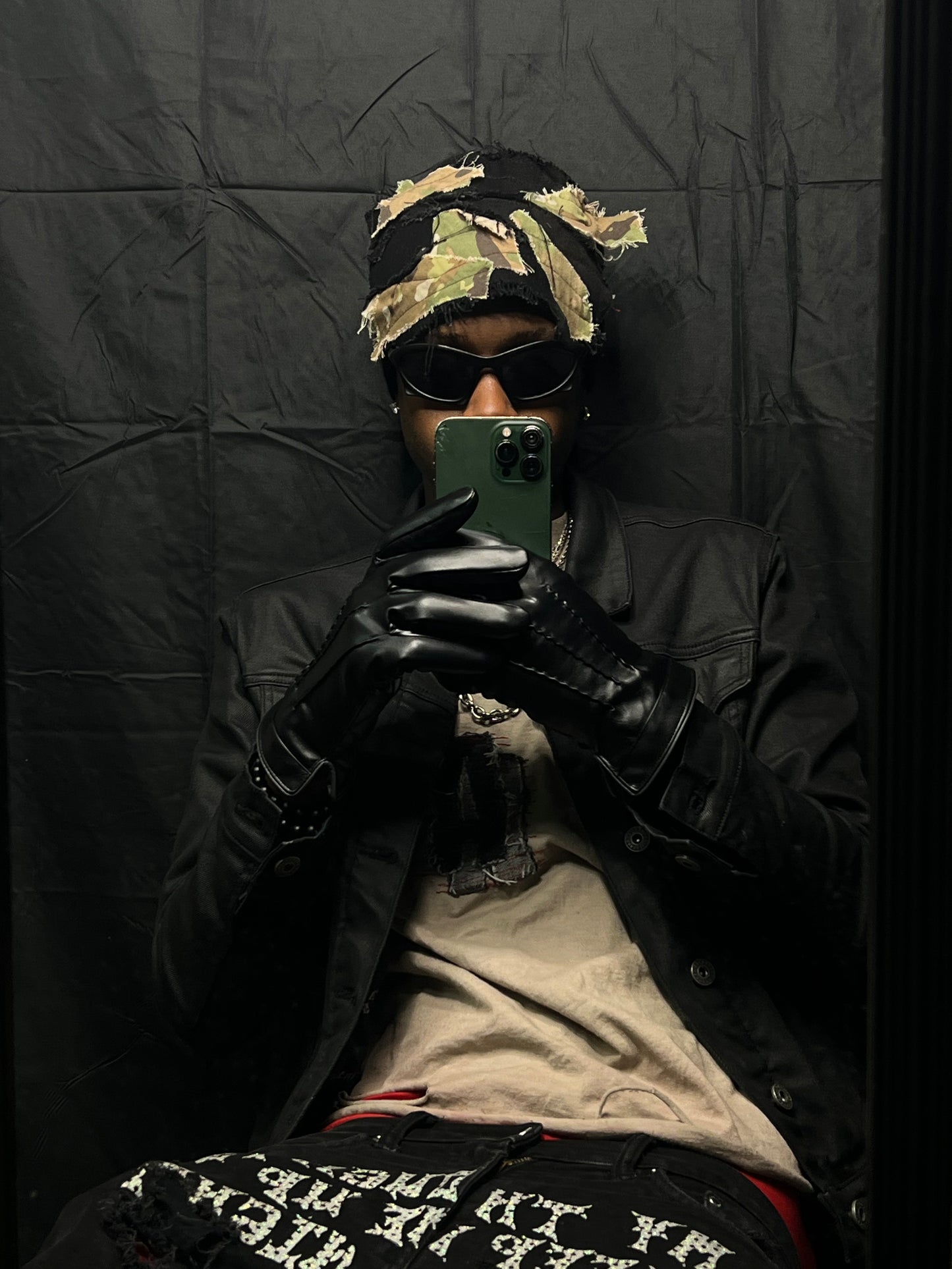 'WAR' OCP/BLACK Denim Beanie