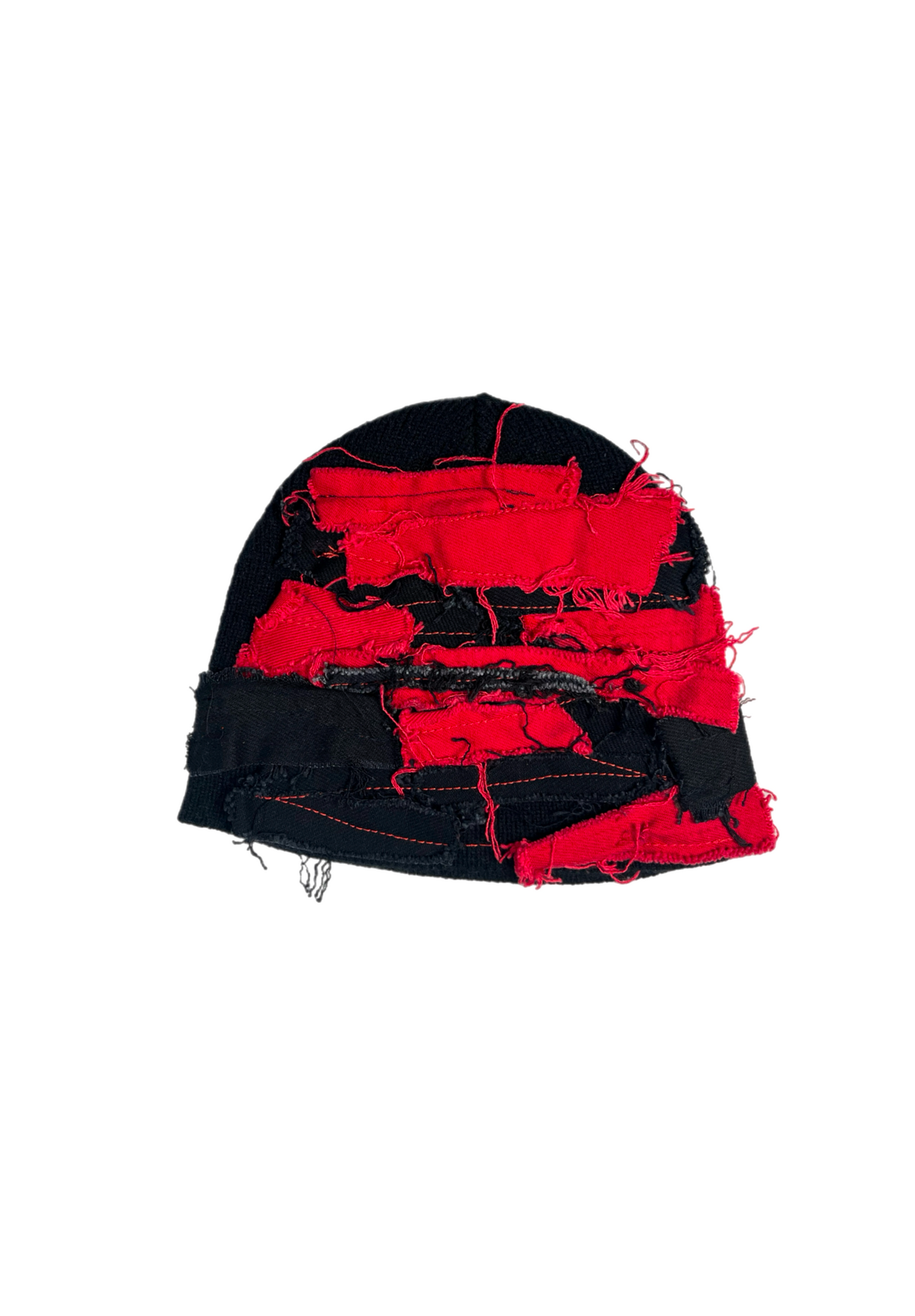 'Blood' Red/Black Denim Beanie