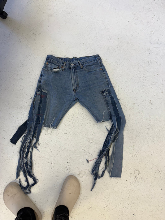 1/1 Blue Hanging Threadz Jorts